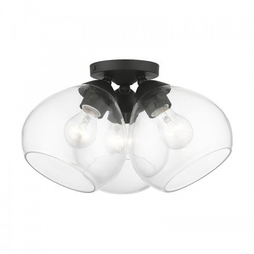 ##Antique Hardware## 3 Light Black Semi-Flush