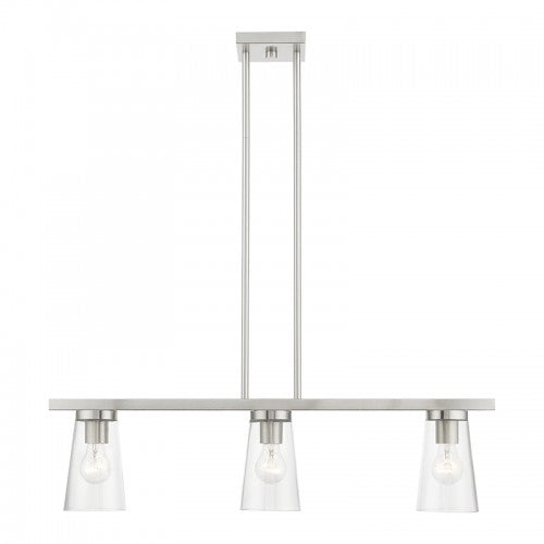 Antique Hardware 3 Light Brushed Nickel Linear Chandelier Linear