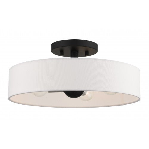 ##Antique Hardware## 4 Light Black Semi Flush Mount