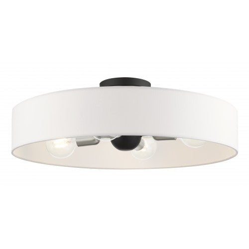 ##Antique Hardware## 4 Light Black Semi Flush Mount