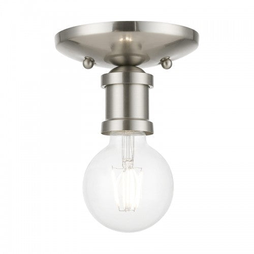 ##Antique Hardware## 1 Light Brushed Nickel Single Flush Mount