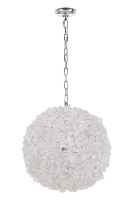 ##Antique Hardware## Roxx 4 Light X-Large Pendant in Chrome w/Quartz Crystals
