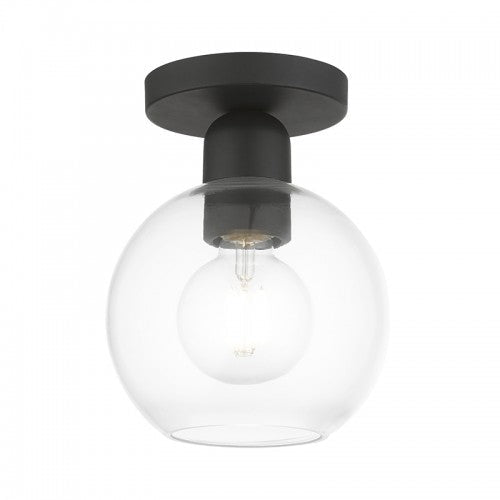 ##Antique Hardware## 1 Light Black Sphere Semi-Flush