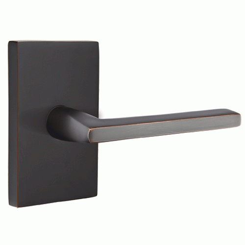 ##Antique Hardware## Emtek Solid Brass Helios Lever With Modern Rectangular Rosette (Several Finish Options)