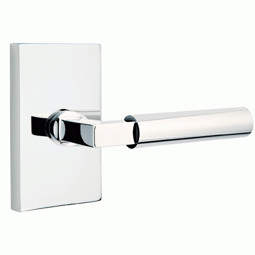 ##Antique Hardware## Brass Modern Hardware - Passage Hercules Right Handed Door Lever with Modern Rectangular Rosette in Satin Nickel - 5112HECRHUS15 - Emtek Hardware