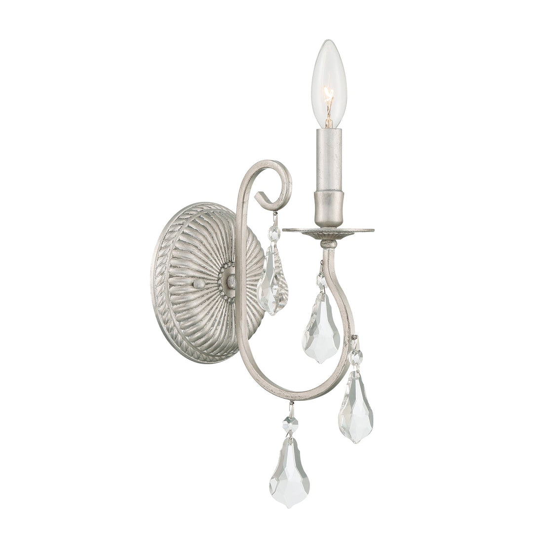 ##Antique Hardware## Ashton 1 Light Swarovski Strass Crystal Olde Silver Sconce