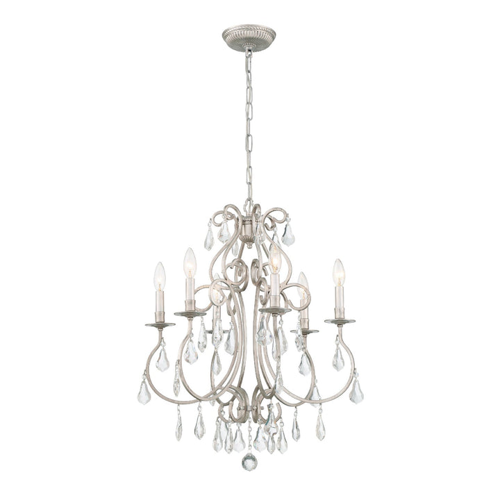 ##Antique Hardware## Ashton 6 Light Swarovski Strass Crystal Olde Silver Chandelier