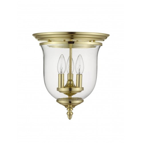##Antique Hardware## 3 Light Polished Brass Ceiling Mount