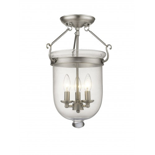##Antique Hardware## 3 Light Brushed Nickel Ceiling Mount