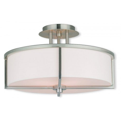 ##Antique Hardware## 3 Light Brushed Nickel Ceiling Mount
