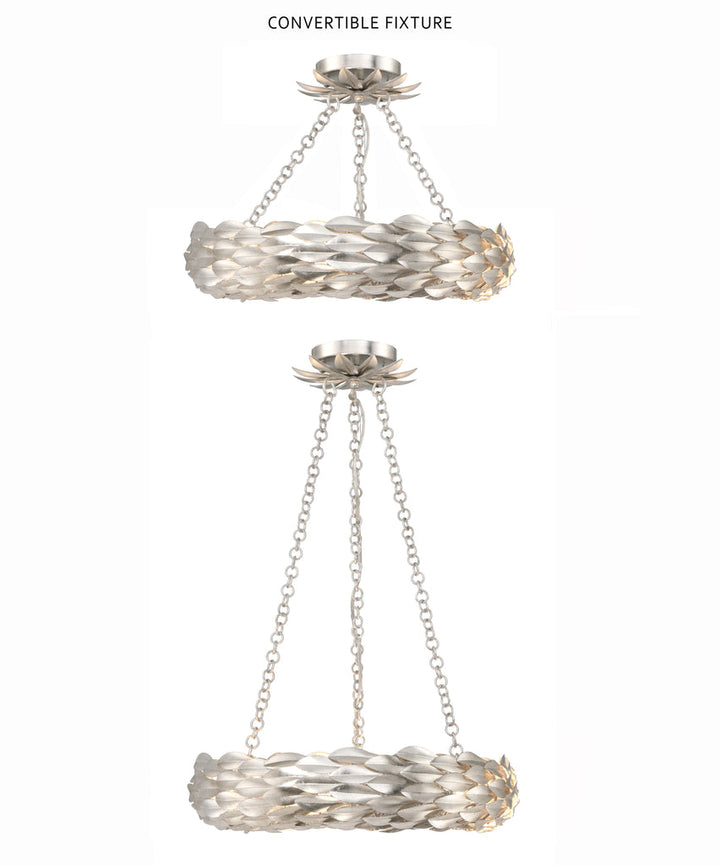 ##Antique Hardware## Broche 6 Light Antique Silver Semi Flush Mount