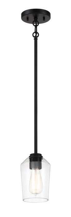 ##Antique Hardware## Shayna 1 Light Mini Pendant in Flat Black