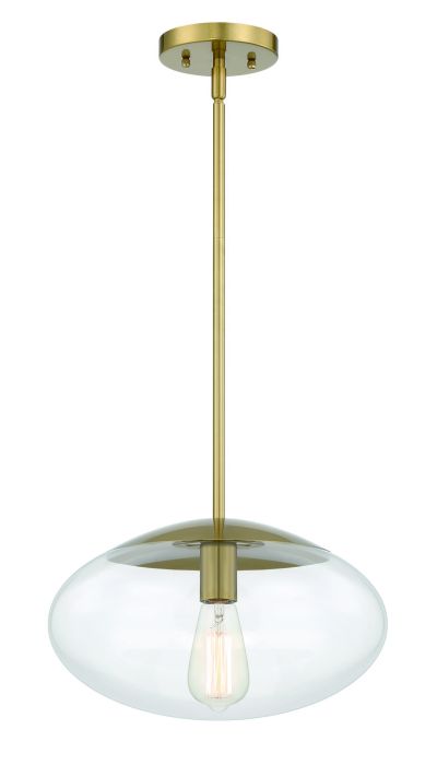 ##Antique Hardware## Gaze 1 Light 14" Pendant in Satin Brass