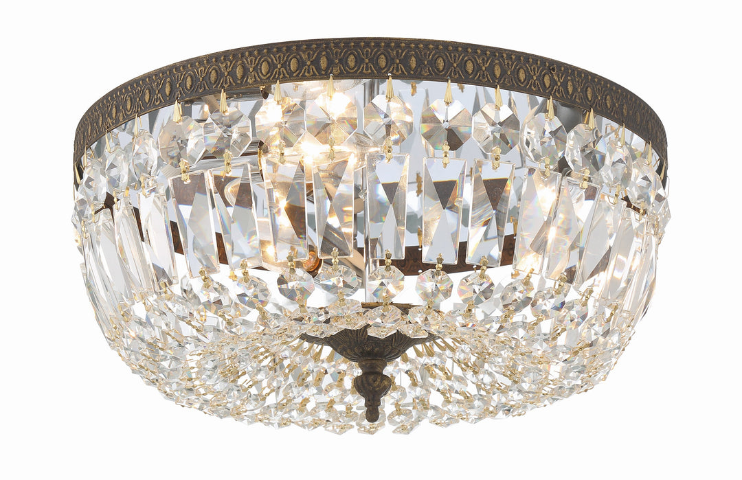 ##Antique Hardware## Crystorama 3 Light Spectra Crystal English Bronze Flush Mount