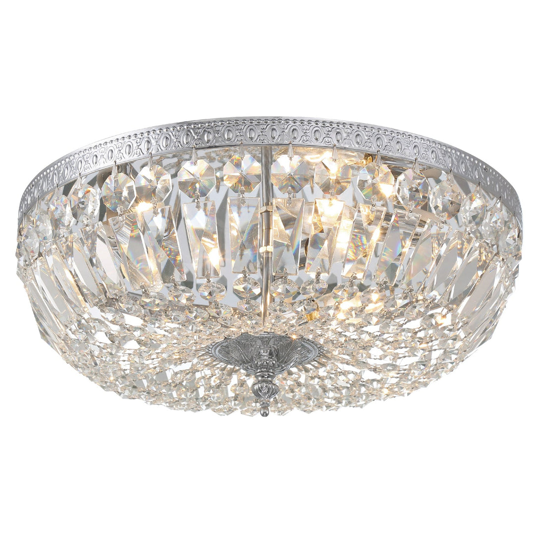 ##Antique Hardware## Crystorama 3 Light Clear Hand Cut Polished Chrome Flush Mount