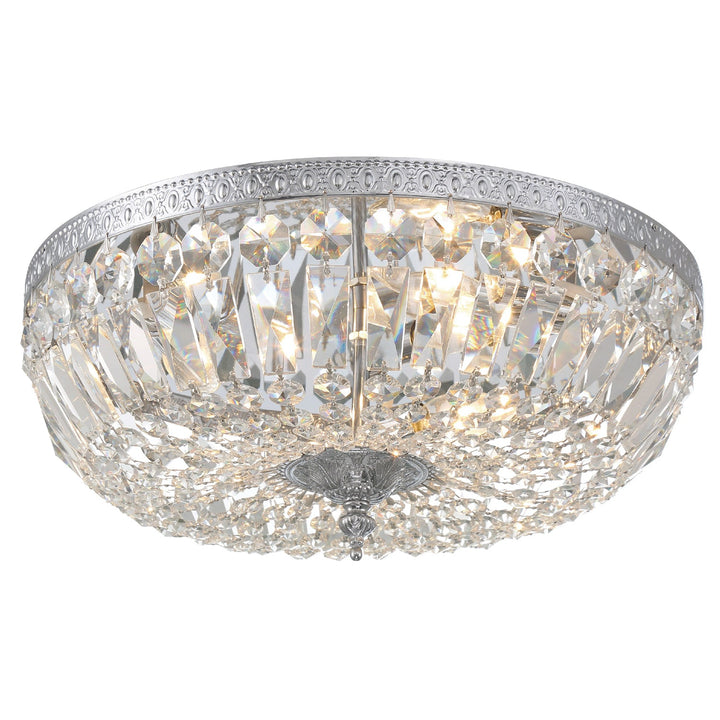 ##Antique Hardware## Crystorama 3 Light Clear Hand Cut Polished Chrome Flush Mount