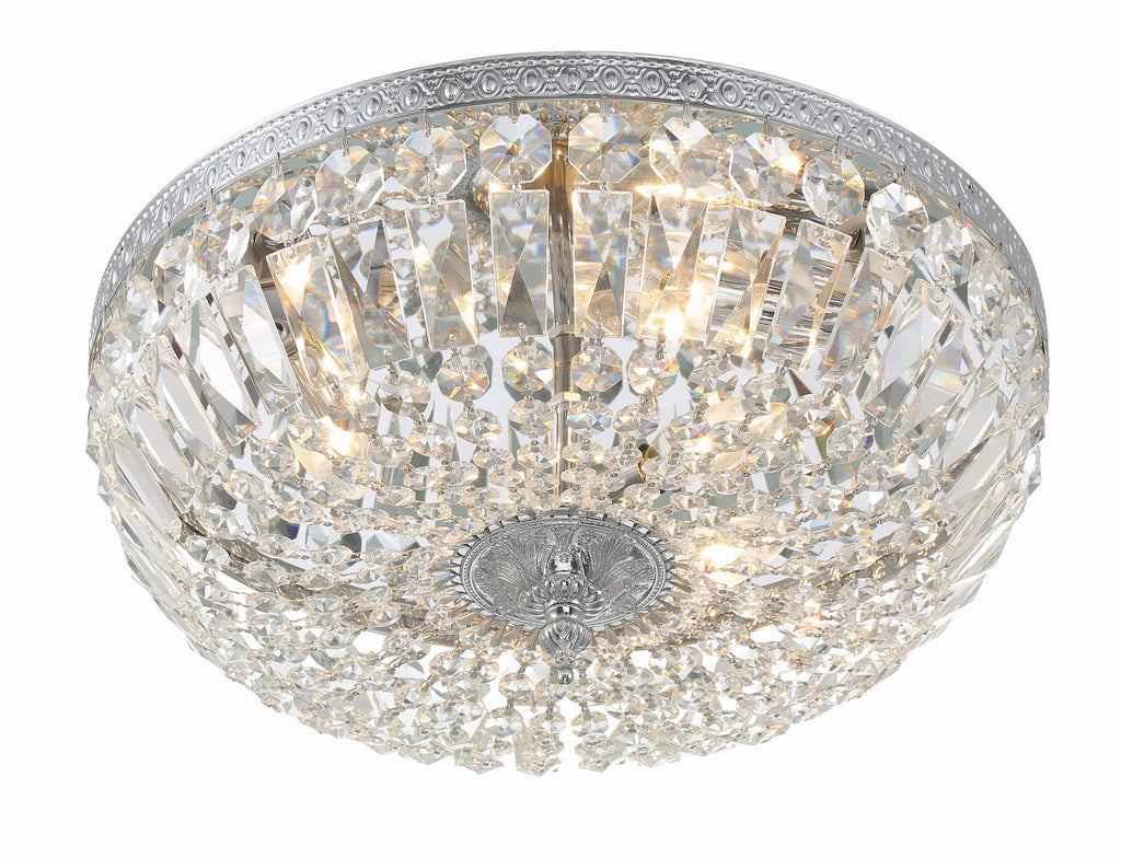 ##Antique Hardware## Crystorama 3 Light Clear Hand Cut Polished Chrome Flush Mount