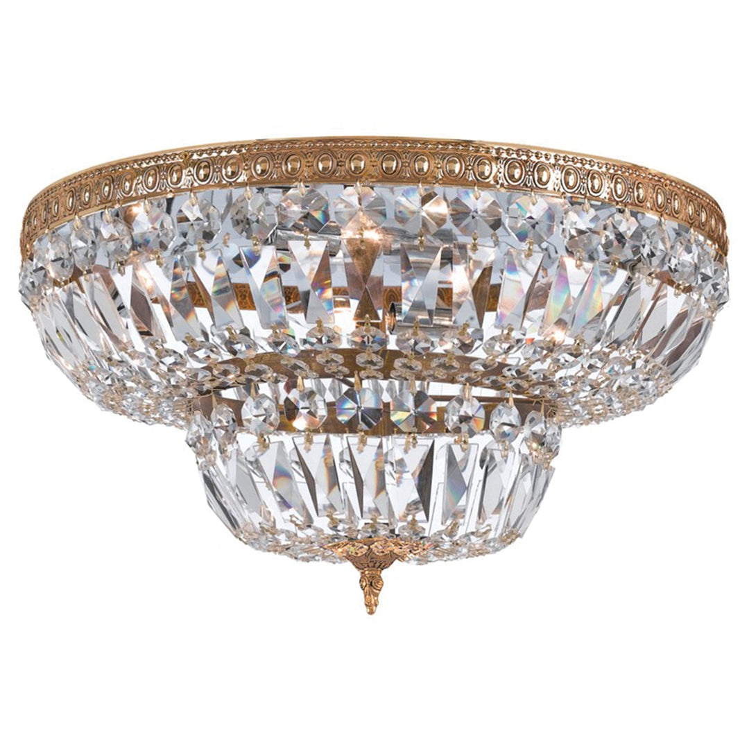 Antique Hardware Crystorama 6 Light Spectra Crystal Olde Brass Flush Mount Semi Flush