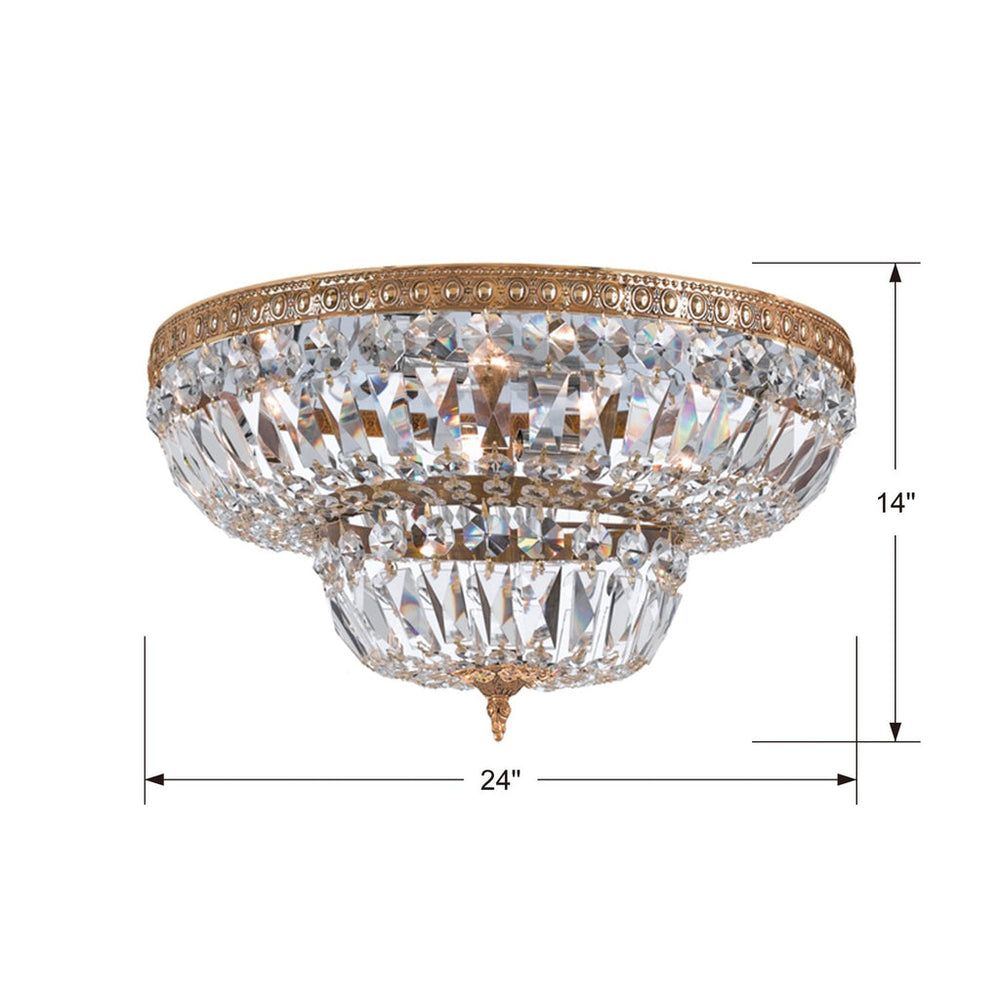 Antique Hardware Crystorama 6 Light Spectra Crystal Olde Brass Flush Mount Semi Flush