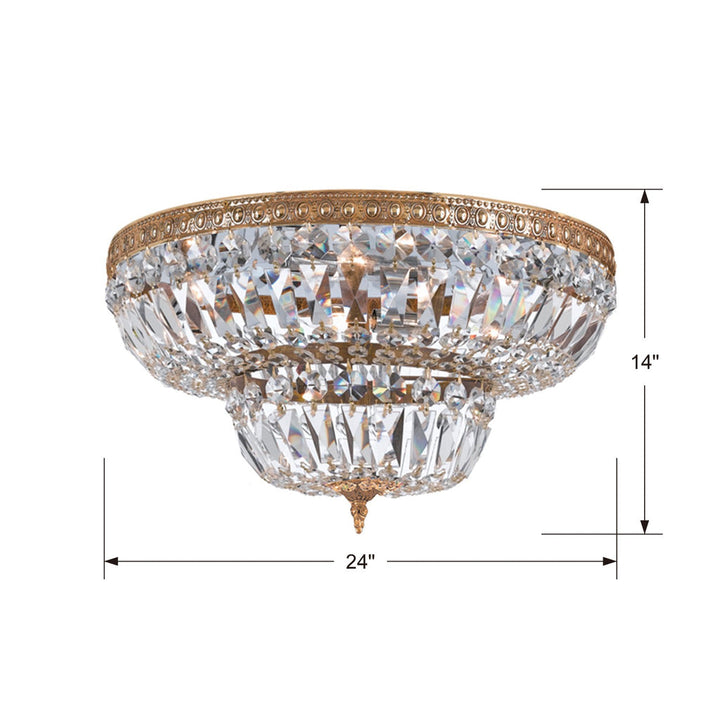 Antique Hardware Crystorama 6 Light Spectra Crystal Olde Brass Flush Mount Semi Flush