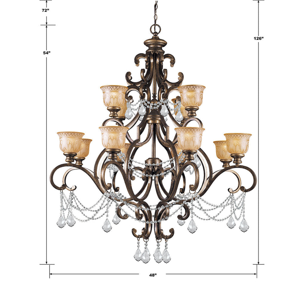 ##Antique Hardware## Norwalk 12 Light Spectra Crystal Bronze Umber Chandelier