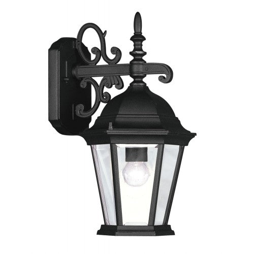 ##Antique Hardware## 1 Light Textured Black Outdoor Wall Lantern
