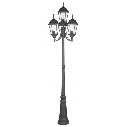 ##Antique Hardware## 4 Light Textured Black Outdoor Post Light