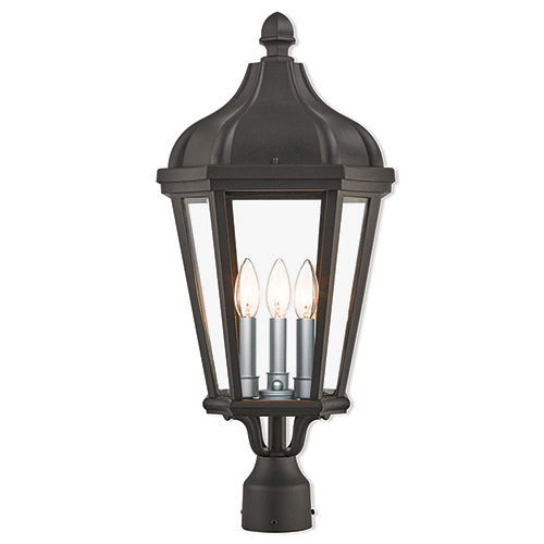 ##Antique Hardware## 3 Light Textured Black Outdoor Post Top Lantern