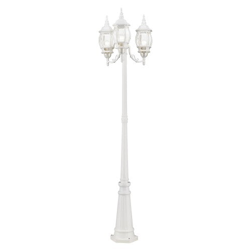 Antique Hardware 3 Light Textured White Outdoor Post Light Post