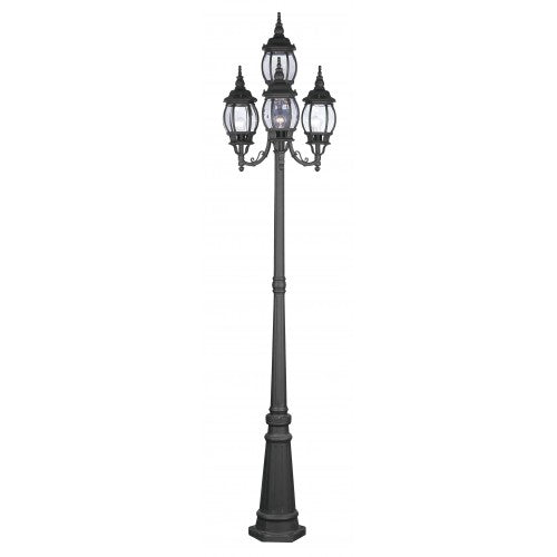 ##Antique Hardware## 4 Light Textured Black Outdoor Post Light