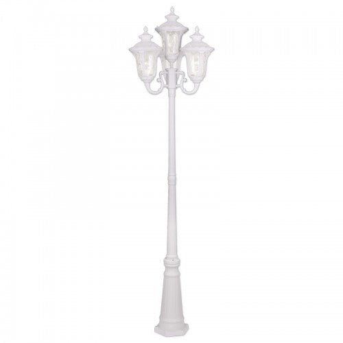 ##Antique Hardware## 4 Light Textured White Outdoor Post Light