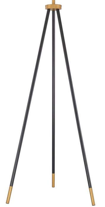 ##Antique Hardware## 1 Light Metal Tri-Pod Base Floor Lamp in Painted Black/Gold