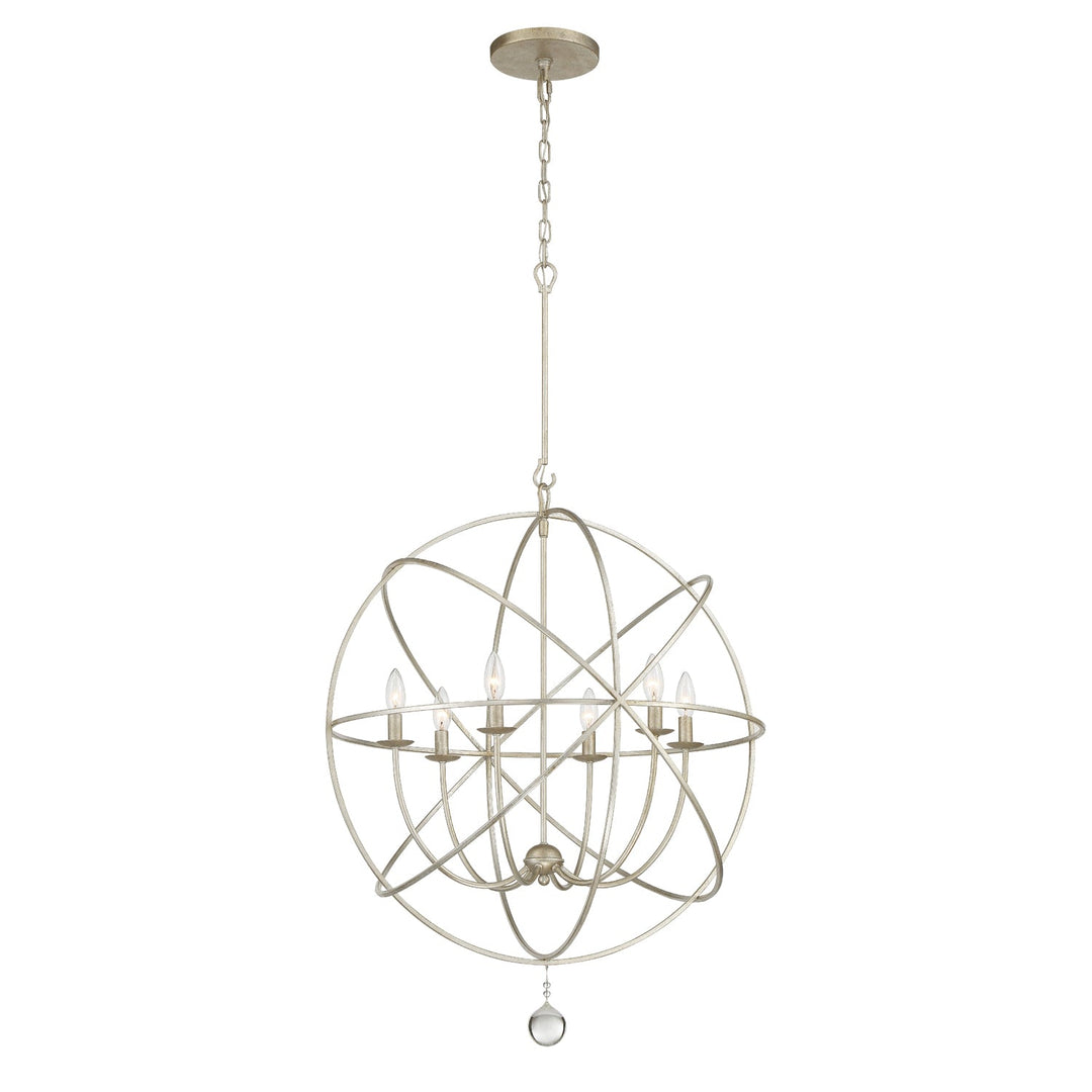 ##Antique Hardware## Solaris 6 Light Olde Silver Sphere Chandelier