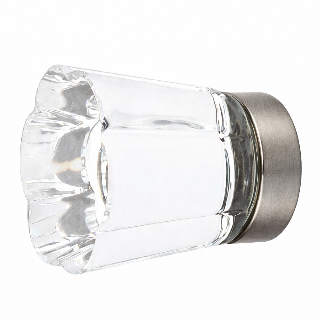1 1/4 Inch Clear Crystal Glass Forza Cabinet & Furniture Knob
