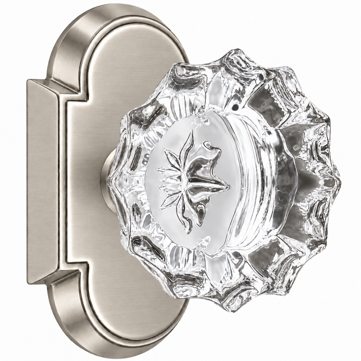 Magnifique® Arched Door Set with Crystal Fluted Knobs (Several Finishes Available)