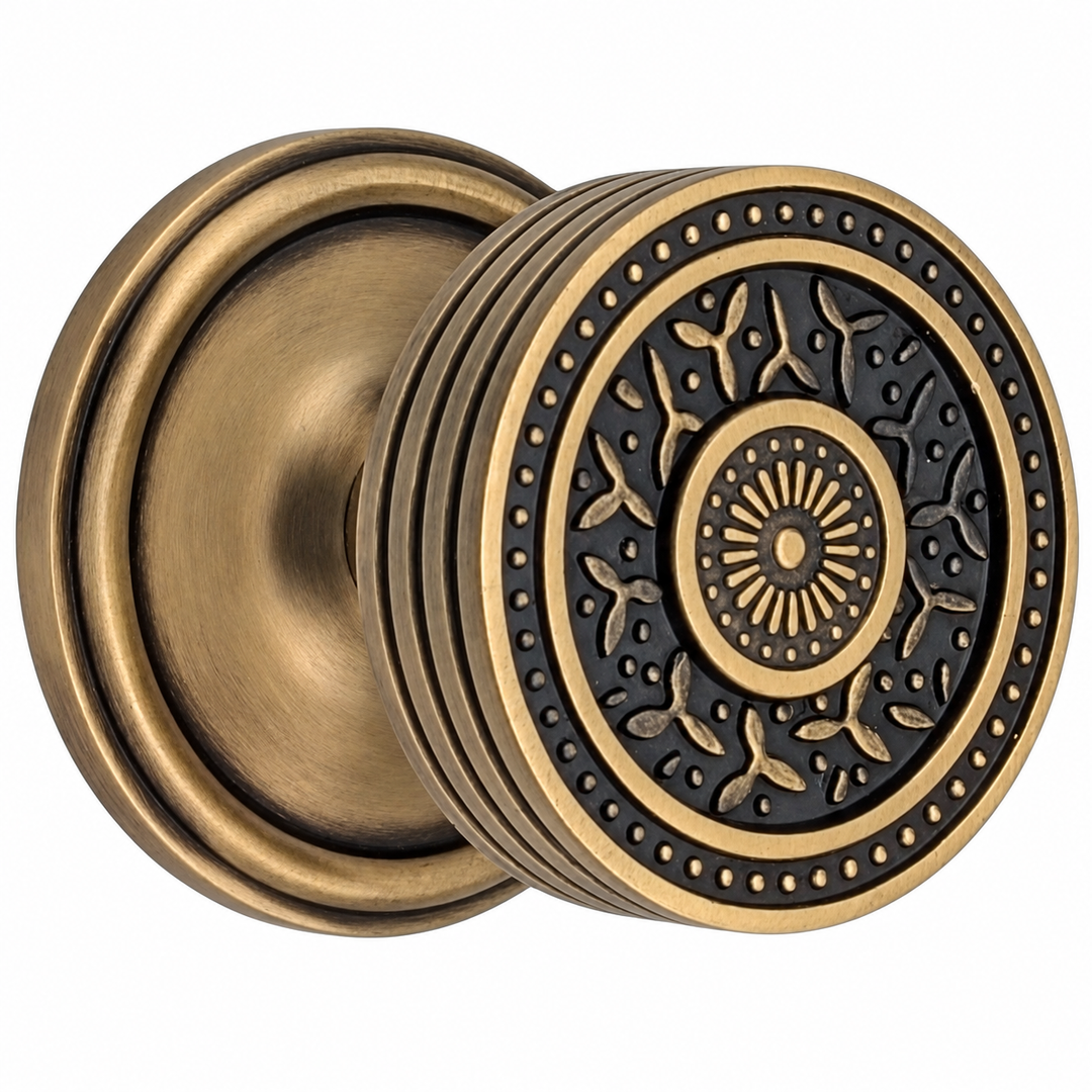 Traditional™ Rosette Door Set with Rice Pattern Door Knobs (Several Finishes Available)