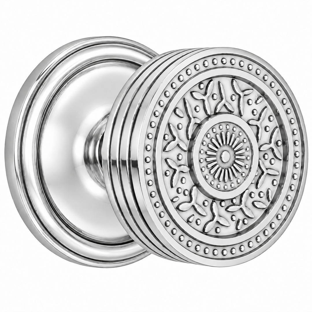 Traditional™ Rosette Door Set with Rice Pattern Door Knobs (Several Finishes Available)