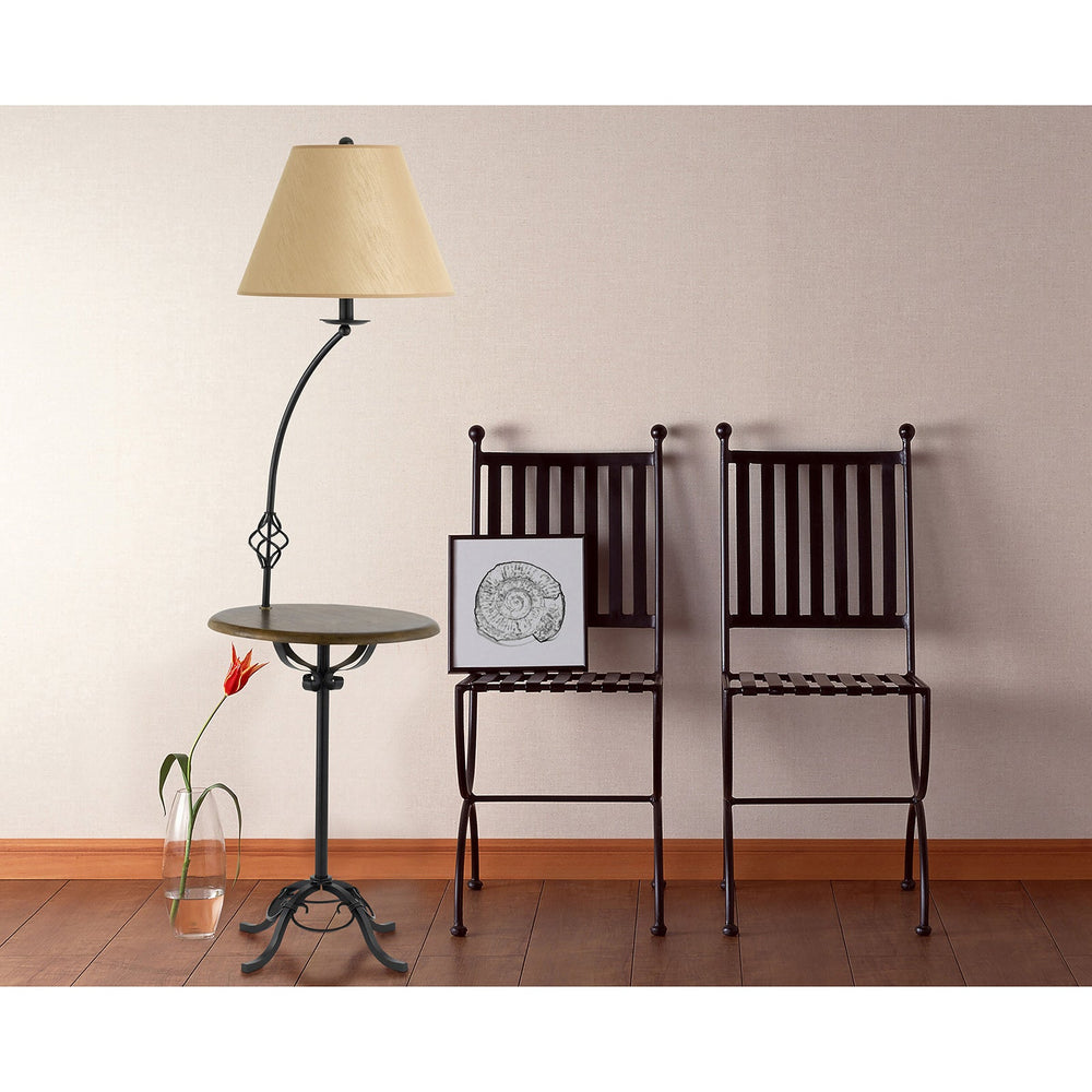 ##Antique Hardware## 150W 3WAY IRON FL LP W/WOOD TRAY TB