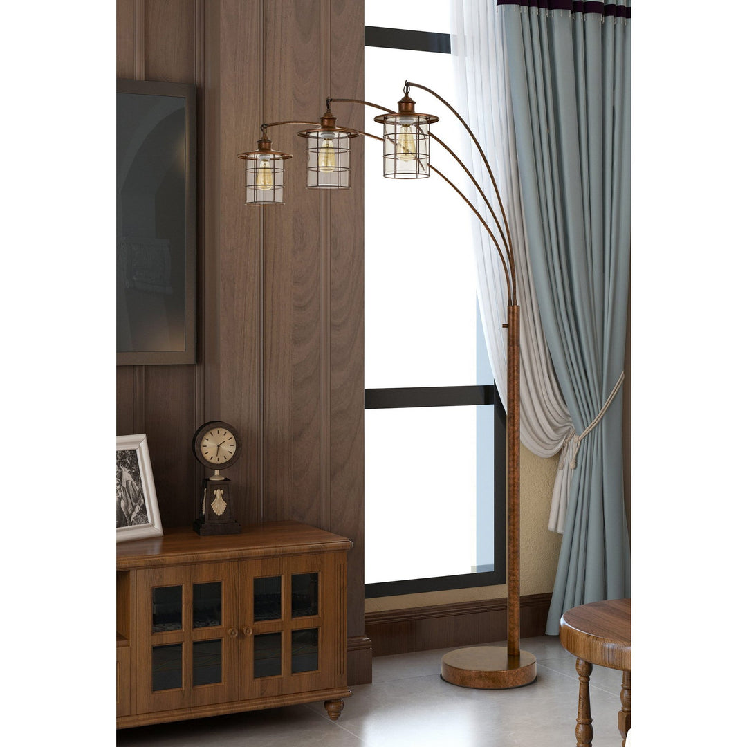 ##Antique Hardware## SILVERTON ARC FLOOR LAMP WITH GLASS SHADES (EDISON BULBS INCLUDED)