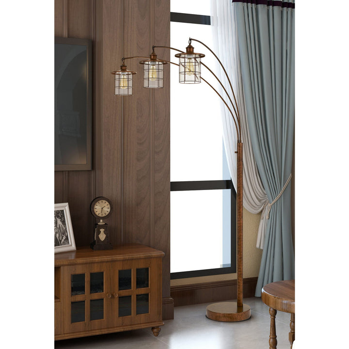 ##Antique Hardware## SILVERTON ARC FLOOR LAMP WITH GLASS SHADES (EDISON BULBS INCLUDED)