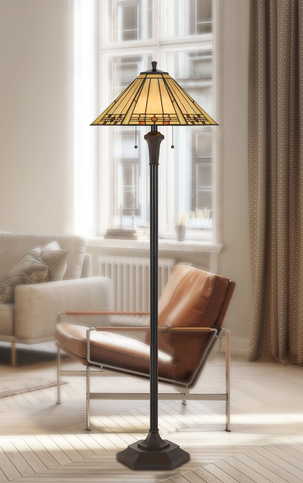 ##Antique Hardware## 100W X 2 TIFFANY FLOOR LAMP