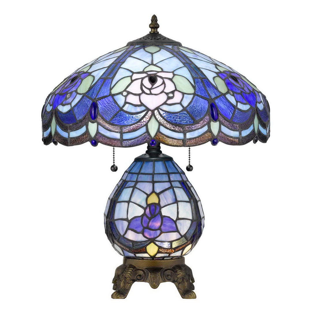 ##Antique Hardware## 60W X 2 TIFFANY TABLE LAMP WITH 7W NIGHT LIGHT