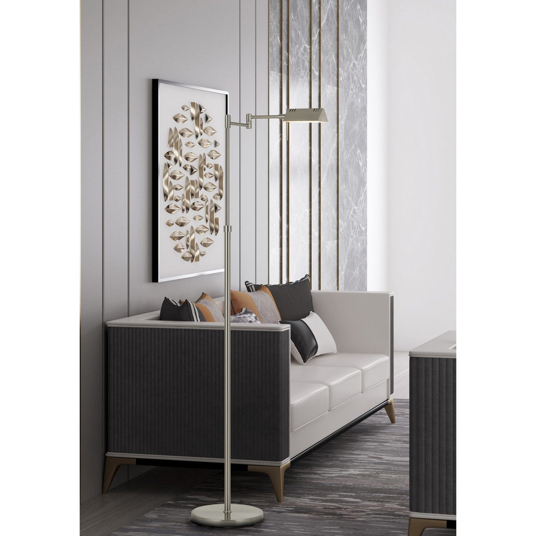 ##Antique Hardware## CLEMSON METAL LED 10W, 780 LUMEN, 3K PHARMACY SWING ARM ADJUSTABLE FLOOR LAMP WITH DIMMER SWITCH