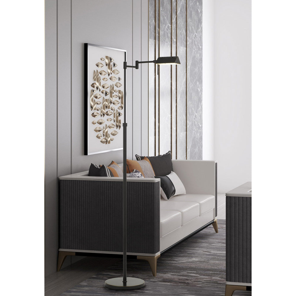 ##Antique Hardware## CLEMSON METAL LED 10W, 780 LUMEN, 3K PHARMACY SWING ARM ADJUSTABLE FLOOR LAMP WITH DIMMER SWITCH