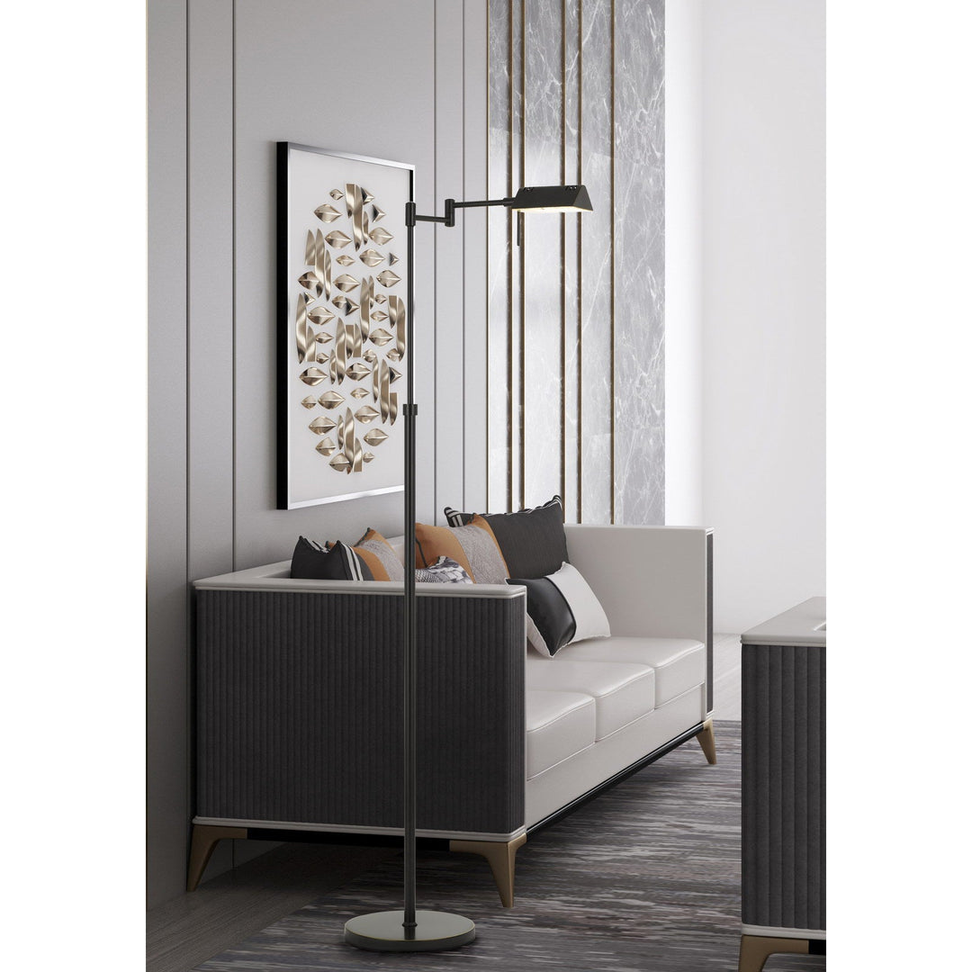 ##Antique Hardware## CLEMSON METAL LED 10W, 780 LUMEN, 3K PHARMACY SWING ARM ADJUSTABLE FLOOR LAMP WITH DIMMER SWITCH