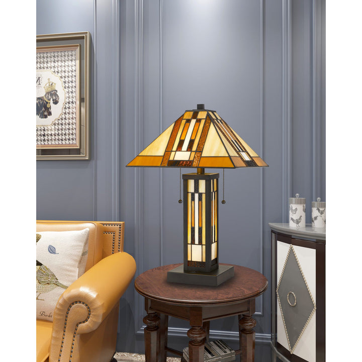 ##Antique Hardware## TIFFANY TABLE LAMP W/7W NIGHT LIGHT