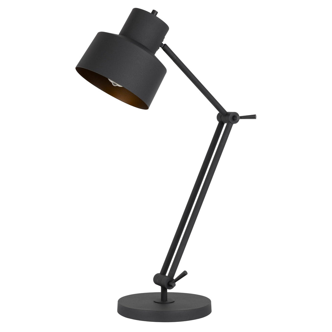##Antique Hardware## 60W DAVIDSON METAL DESK LAMP WITH WEIGHTED BASE, ADJUSTABLE UPPER AND LOWER ARMS. ON OFF SOCKET SWITCH