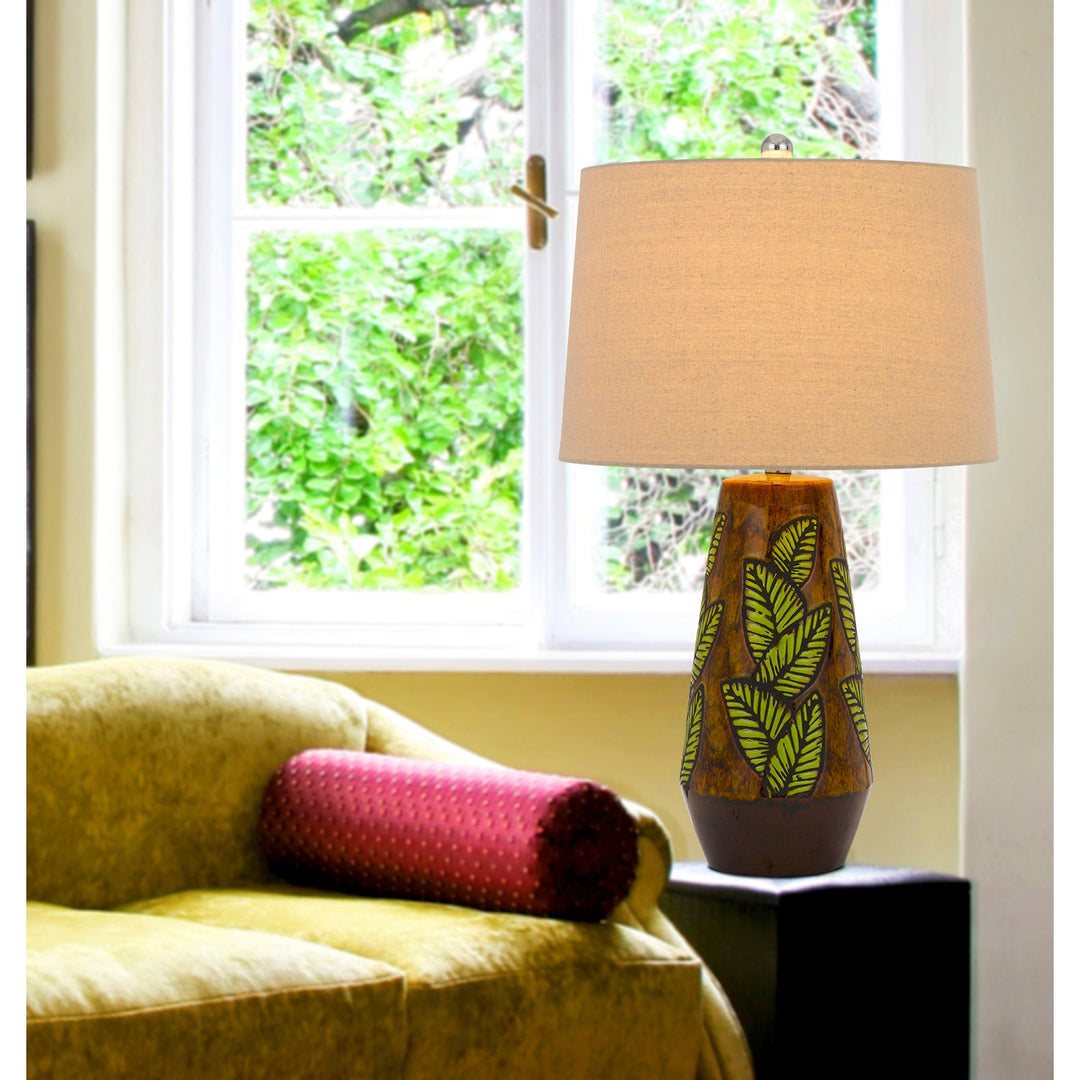 Antique Hardware 150W 3 WAY HANSON CERAMIC TABLE LAMP WITH HARDBACK TAPER LINEN DRUM SHADE Table Lamp