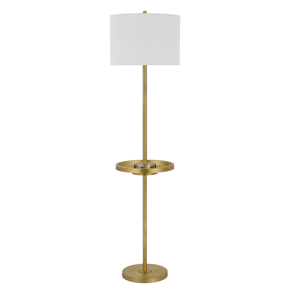 ##Antique Hardware## 150W 3 WAY CROFTON METAL FLOOR LAMP WITH CENTERED METAL TRAY TABLE WITH 2 USB CHARGING PORTS AND WEIGHTED METAL BASE