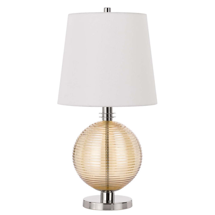 Antique Hardware 150W 3 WAY SALISBURY GLASS TABLE LAMP WITH HARDBACK FABRIC SHADE Table Lamp